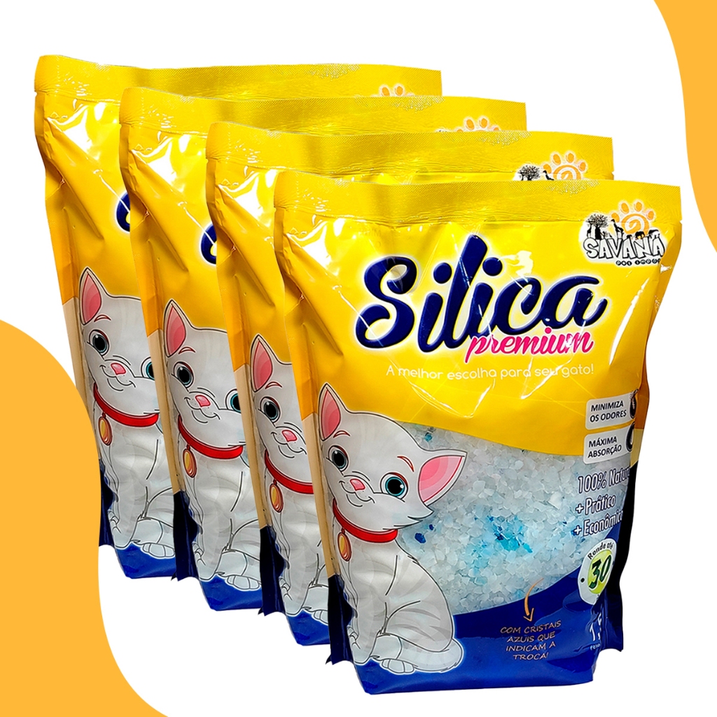 kit 4 Areias Sílica Premium Grossa Para Gatos 1,5kg Savana Pet
