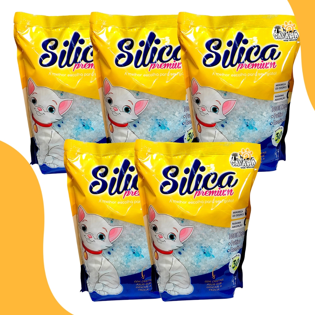kit 5 Areias Sílica Premium Grossa Para Gatos 1,5kg Savana Pet em Oferta na Shopee
