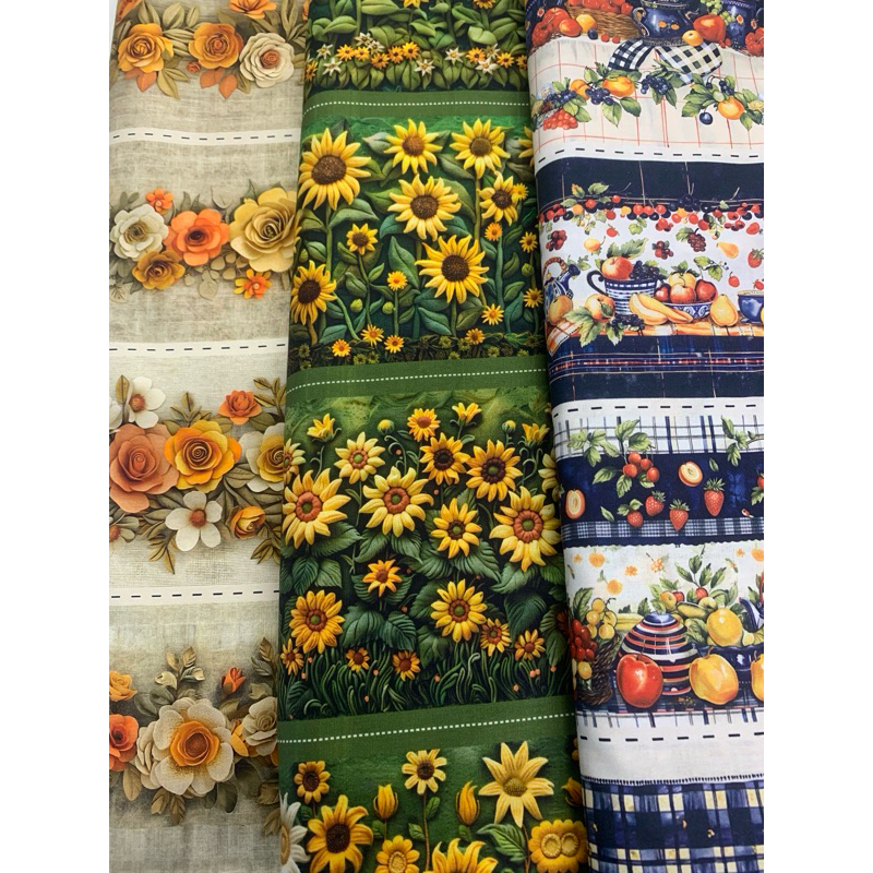 Tecido Tricoline Digital Barrado 55x75 cm com 5 faixas em Oferta na Shopee