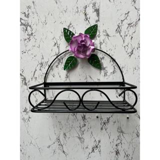 prateleira artesanal em ferro com flor para banheiro cozinha em Oferta na Shopee