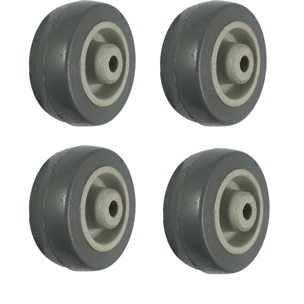 Kit 4 Rodas Termoplásticas 210 (2") Furo Passante 1/4"