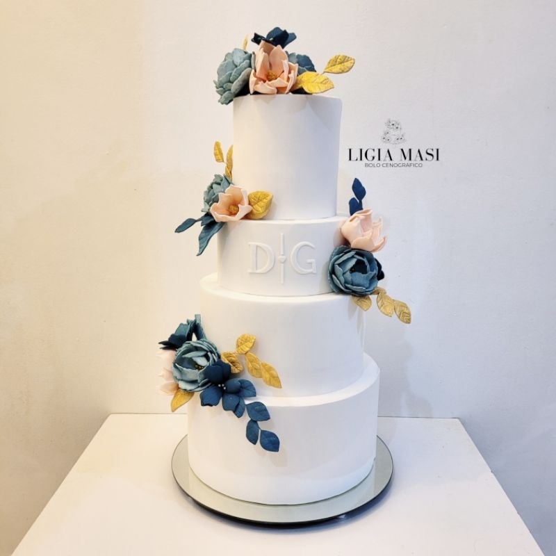 Bolo Fake de Casamento Azul e Branco: Onde Comprar | BuscaProdutos
