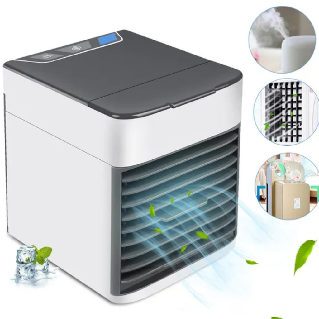 Climatizador Evaporador De Ar Reservatório Para Água Gelo Usb Ventilador Névoa Led Cor Branco Verão