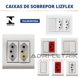 CAIXA DE SOBREPOR TOMADA 10A, 20A INTERRUPTOR SIMPLES OU PARALELO LIZ FLEX TRAMONTINA em Oferta na Shopee