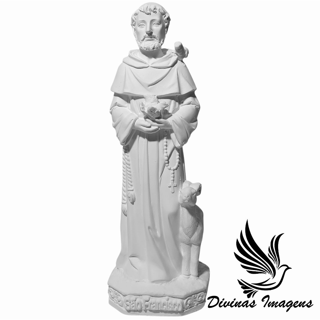 São Francisco de Assis 20cm São Francisco para pintar Gesso Cru Retocado