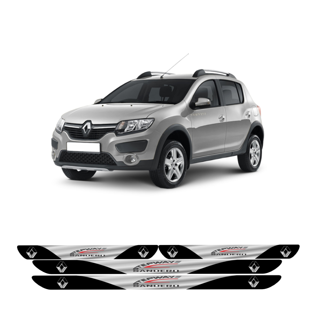 Soleira Porta Protetor SANDERO STEPWAY 4 Peças Resinada Adesivo PADRÃO