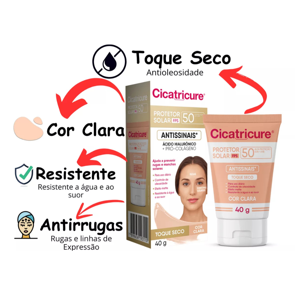 Protetor Solar Facial Cicatricure Fps50 Cor Clara Antissinais e Antirrugas em Oferta na Shopee