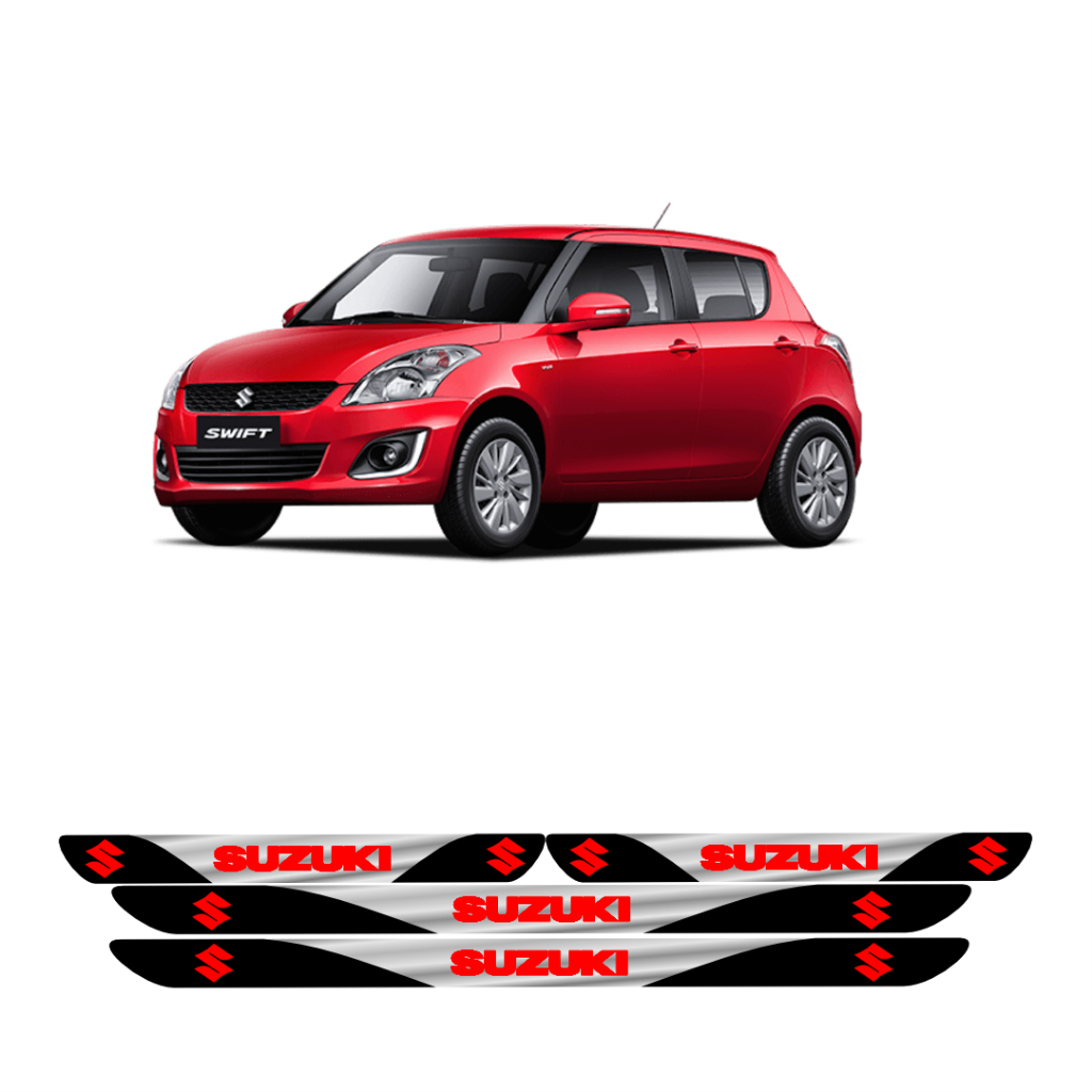 Soleira Porta Protetor SOLEIRA SUZUKI VERMELHO 4 Peças Resinada Adesivo PADRÃO