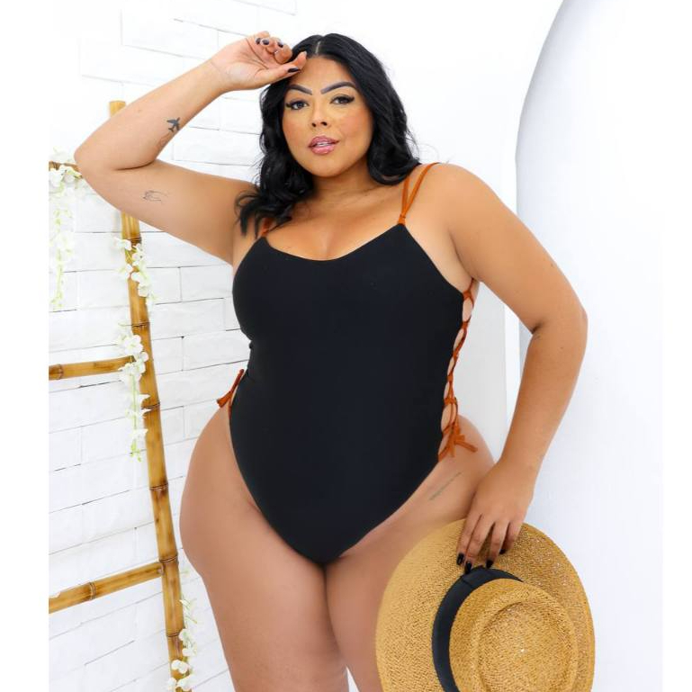 Maio Body Maiô Trança Amarração Lateral Cavado Fio DEntal Sexy Gringa Plus Size