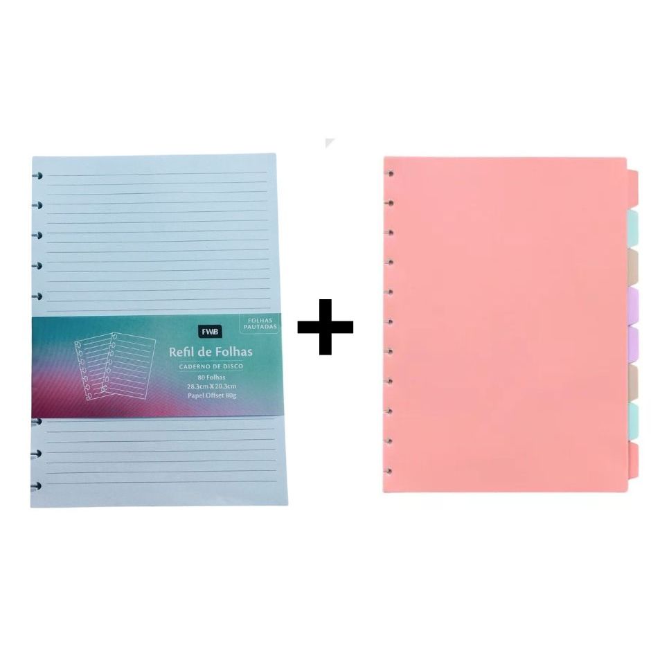 REFIL DE FOLHAS + DIVISÓRIAS PARA CADERNO INTELIGENTE 11 DISCOS A4 COM 80 FOLHAS