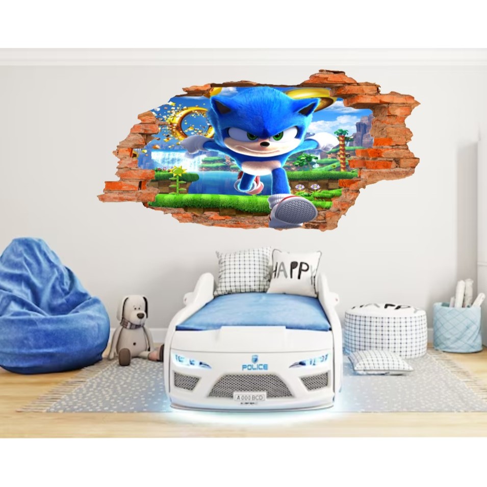 Adesivo Sonicgame quebrando parede - Recorte especial *