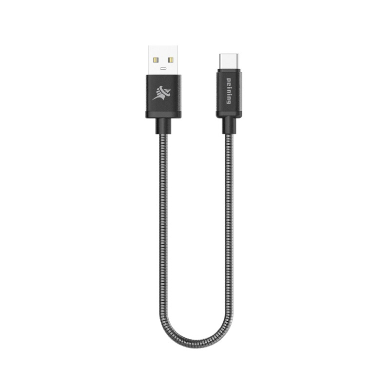 Cabo USB Tipo C Curto 20cm 6A Turbo Reforçado Metal para Power Bank Carro Moto Notebook