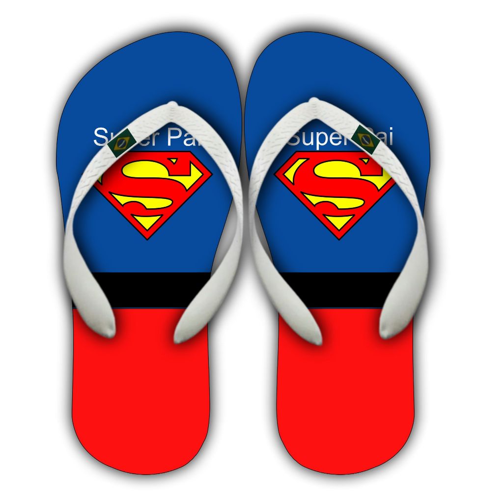 Kit Chinelo Super Pai Super Filho Super Mãe Estampado