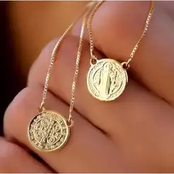 Escapulário Medelha São Bento Folheado Prata 925 e Ouro 18k