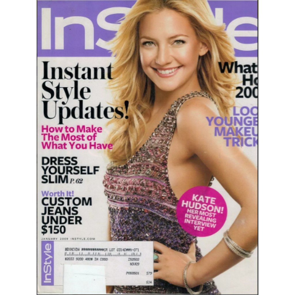CAPA E MATÉRIA DA IN STYLE COM KATE HUDSON (CAPA + 3 PÁGINAS), DE JANEIRO DE 2009.