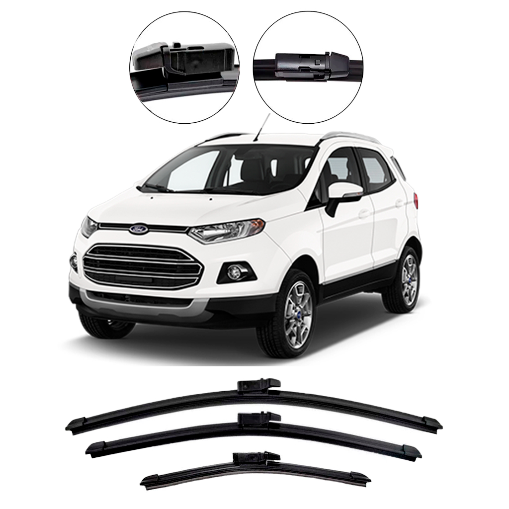 KIT/PAR/UN Palhetas Limpador de Parabrisa Dianteiro + Traseiro Ford Ecosport 2013 até 2017 em Oferta na Shopee