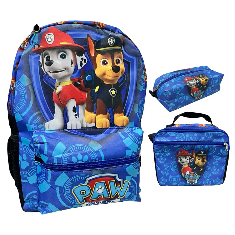 Kit Mochila Patrulha Canina Azul Bolsa Mochila Menino Mochila Costas