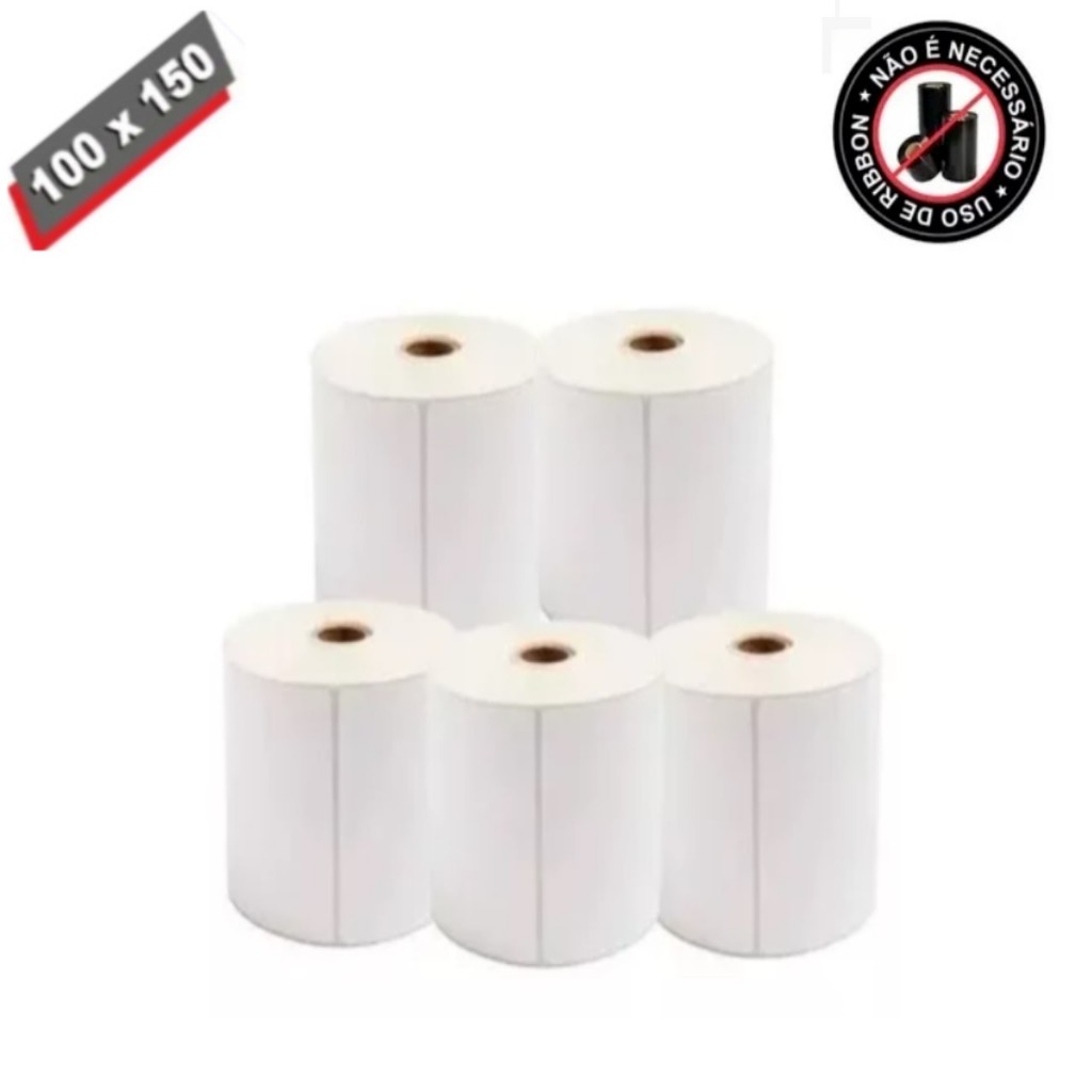 5 Rolo 180 Etiqueta Térmica Não Usa Ribbon Adesiva  10x15
