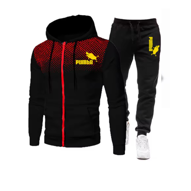 Conjuntos de moletom e calças com zíper masculino, roupa esportiva, roupa de ginástica, suéter, outono, inverno