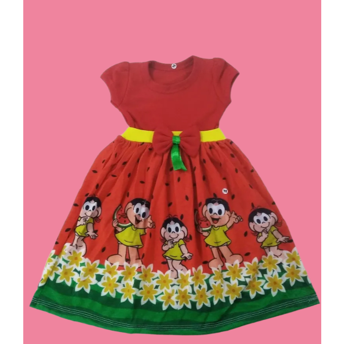 vestido infantil estampado magali em Oferta na Shopee