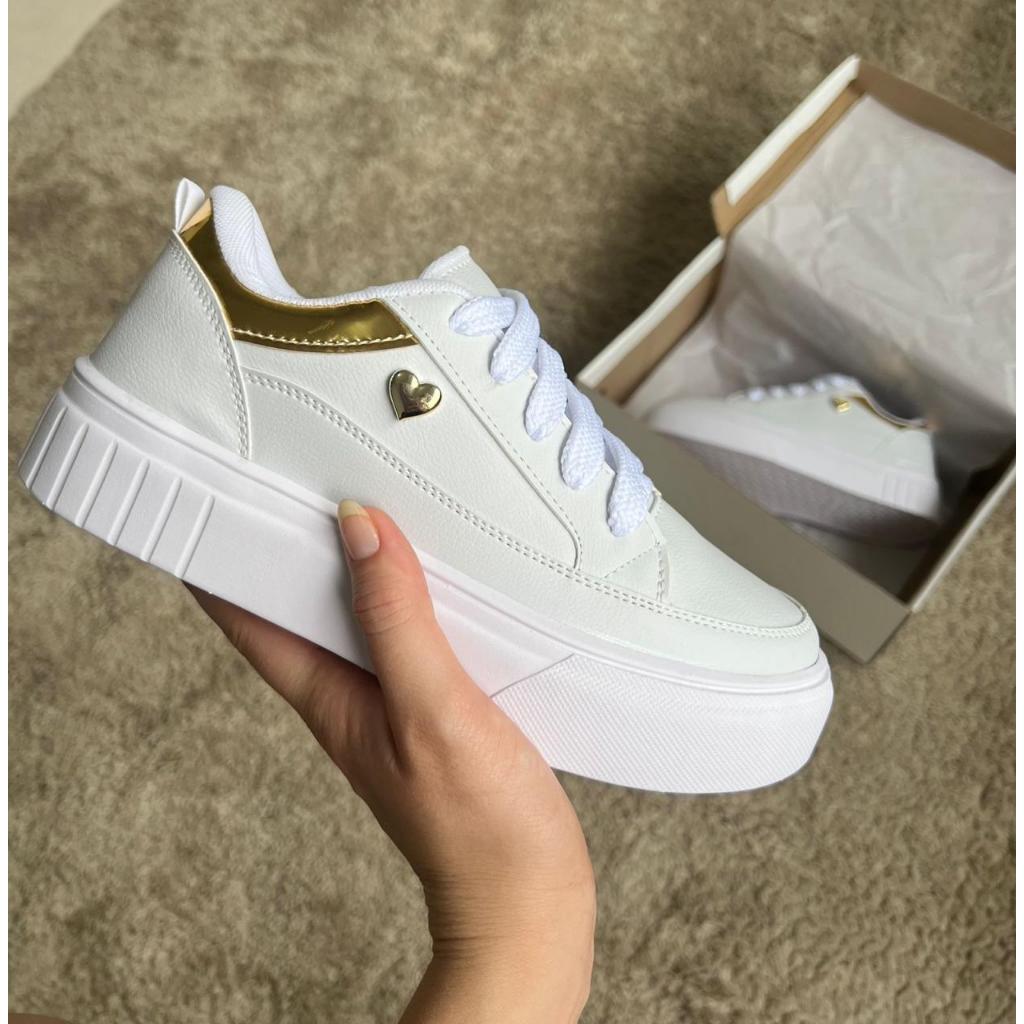 tenis branco CORAÇAO plataforma em Oferta na Shopee