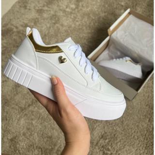 tenis branco CORAÇAO plataforma em Oferta na Shopee