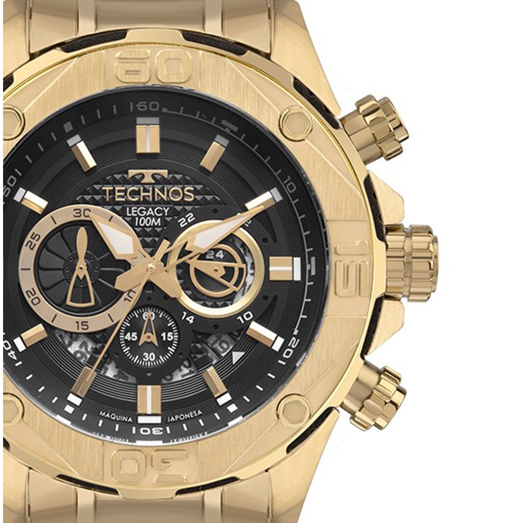 Relógio Masculino Technos Legacy Dourado Robusto Grande Original A prova d água JS25BBY/1P