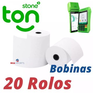 12 Bobina Térmica Ton Stone - Original PACOTE C/12 UNIDADES - Bobina maquininha de cartão em Oferta na Shopee