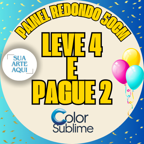 Painel Redondo 50x50 cm Tecido Sublimado Leve 4 e Pague 2