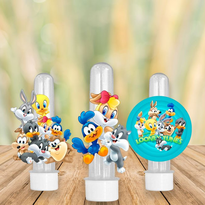 40 Apliques Simples tubete doces bolos LOONEY TUNES BABY – Lembrancinhas Divertidas para Sua Festas ! Tamanho: 6x4 cm