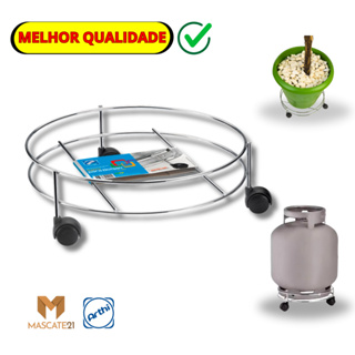 Suporte Para Gás Botijão Com Rodinha Cromado Aço - Arthi em Oferta na Shopee