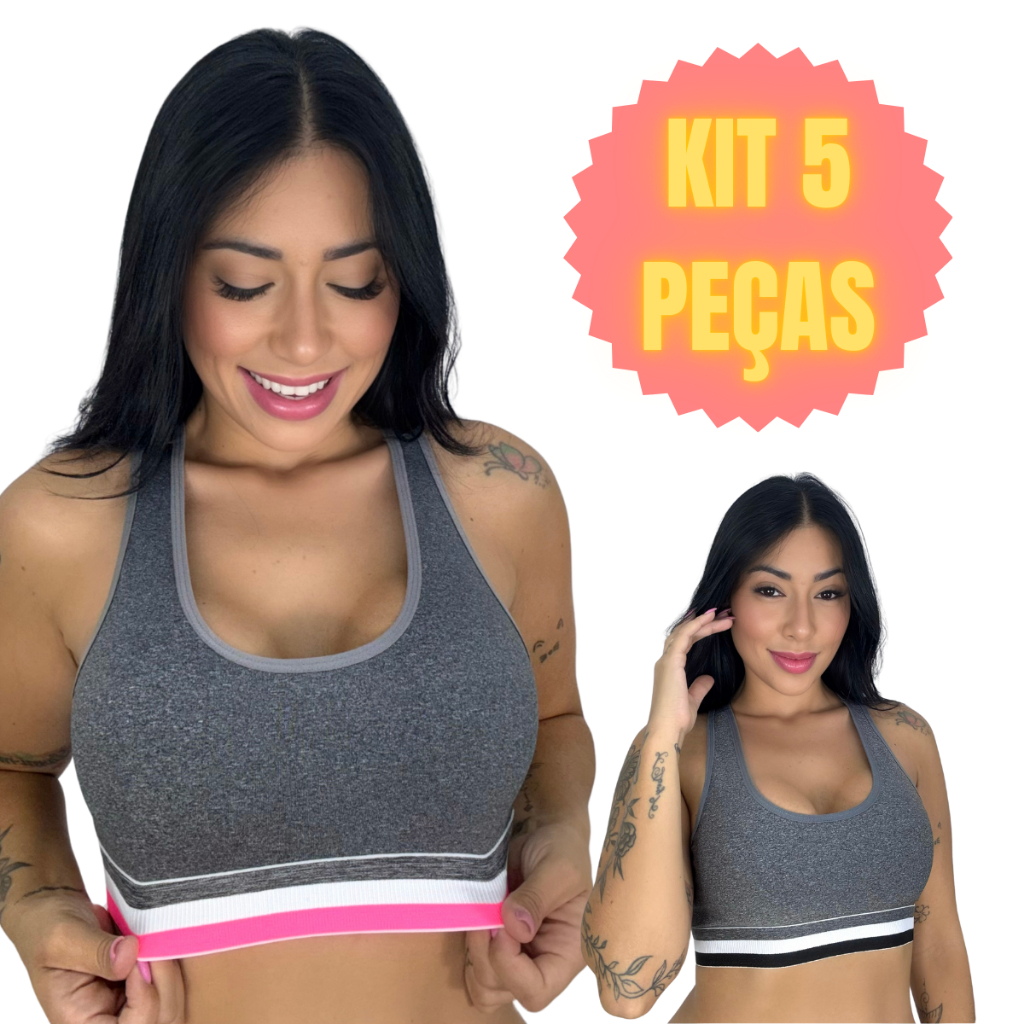 Kit 5 Top Camiseta Sem Bojo Com Cós Colorido Reforçado Para o Dia a Dia em Oferta na Shopee