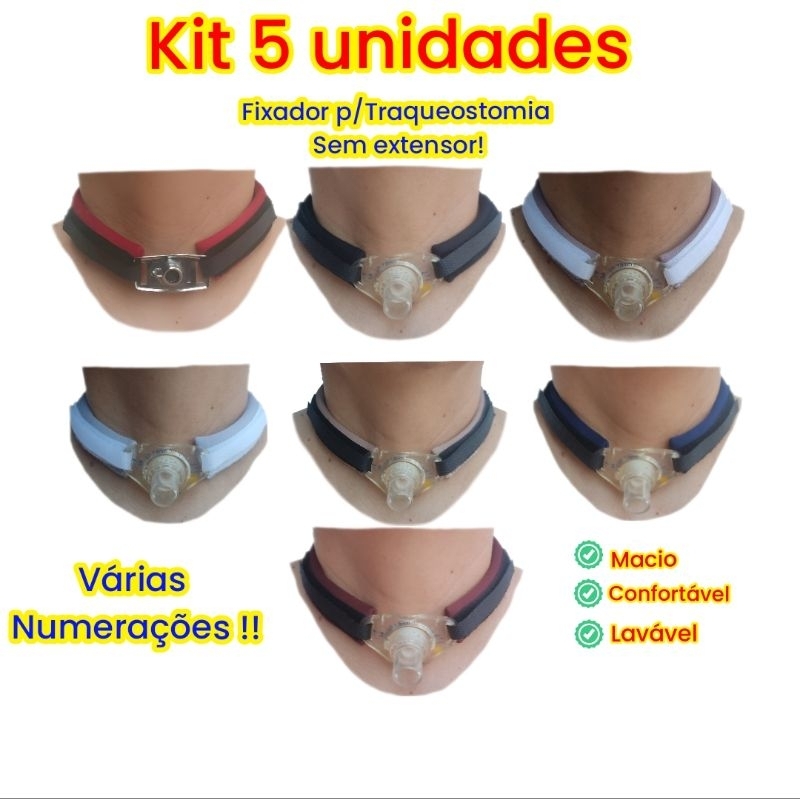 Kit 5un/ Fita/Fixador/Traqueostomia/lavável/Tam 30CM a 41CM em Oferta na Shopee