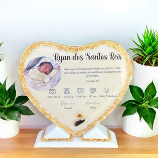 Eternização maternidade | Coto Umbilical | Eternização em coraçao de resina | 15cm