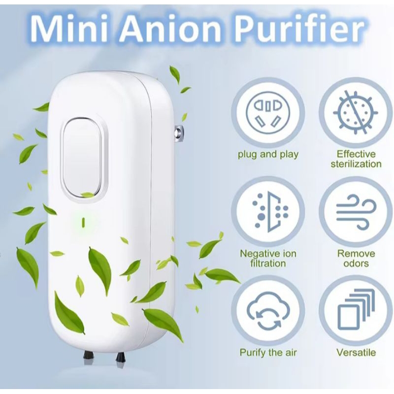 Mini purificador de Ar para casa, plug gerador de íons negativo