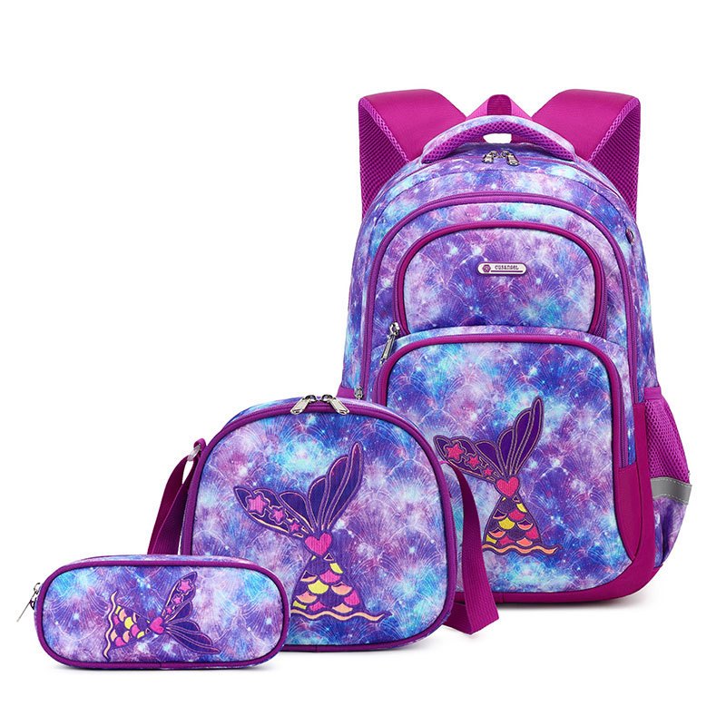 Kit Mochila Escolar Infantil Feminina Reforçada - 3 Peças com Lancheira Térmica e Estojo Menina