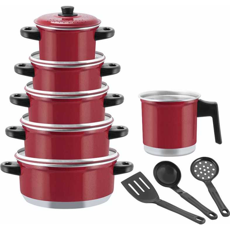 Imagem Jogo De Panela Caçarola Conjunto + Leiteira Kit 9pçs Premium