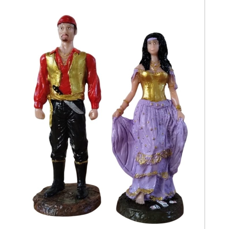 Imagem casal cigano umbanda candomblé religião em resina