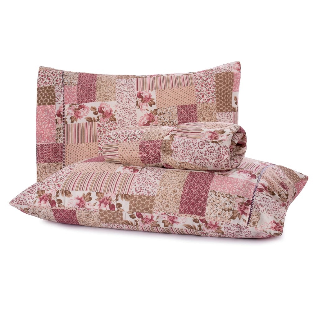 Jogo de Lençol De Cama Casal com Elástico Estampado + um par Fronhas - Tecido Algodão - CAMA BELLA