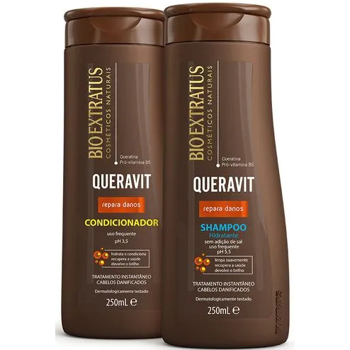 Kit Tratamento Instantaneo Bio Extratus Queravit Shampoo Hidratante 250ml e Condicionador 250ml