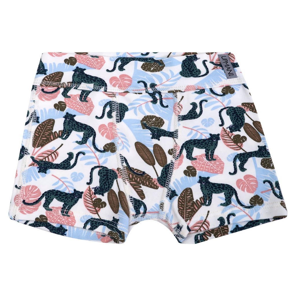 Cueca Boxer Infantil Estampa Savana Em Algodão Roupa Íntima Para Meninos Com Fundo Duplo