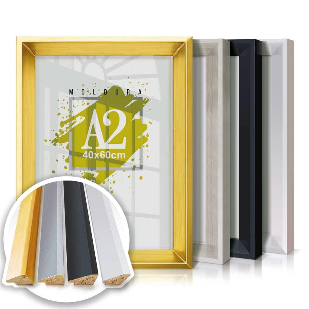 Quadro Moldura Chanfrada Premium A2 40x60 Poster Com Ecoglass Fotografia Certificado Caixa Alta