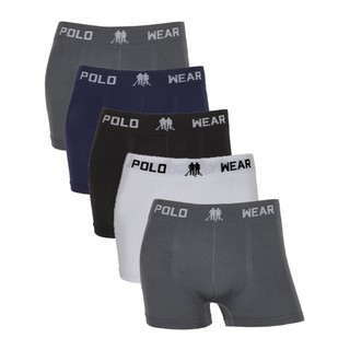 Kit 5 Cuecas Boxer Polo Wear Lisa Microfibra Masculina Sem Costura