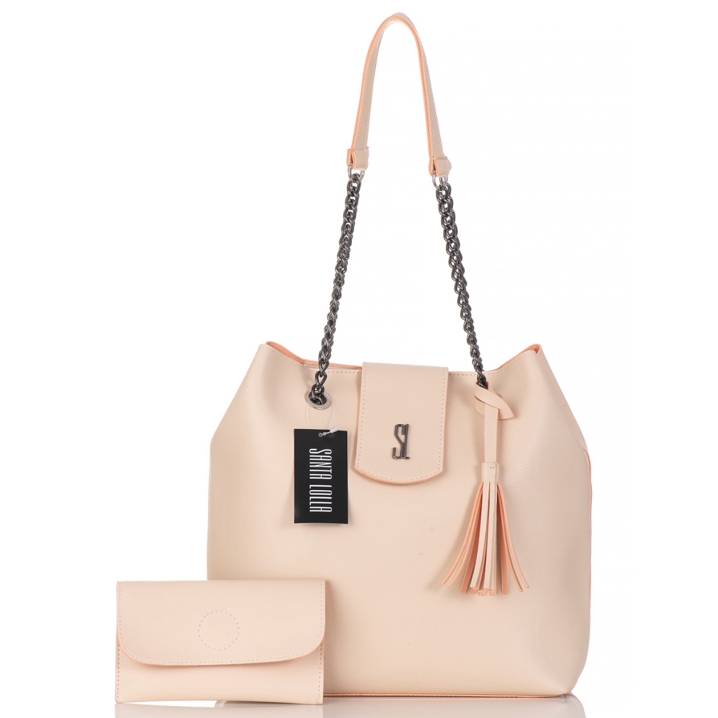 Bolsa Feminina Grande De Ombro Alça Corrente + Carteira MATERIAL SOFT QUALIDADE PREMIUM