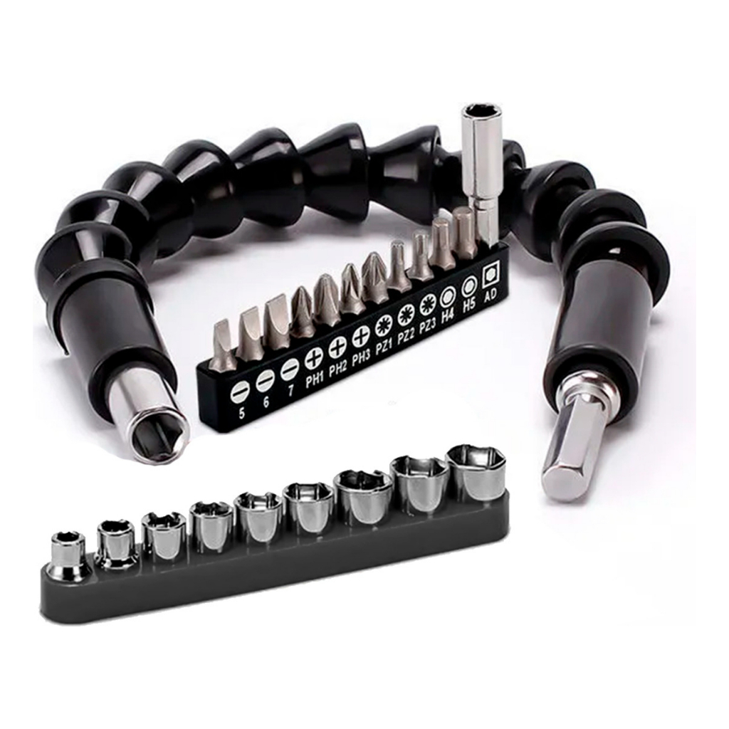 Extensor Flexivel Parafusadeira Universal + Bits E Soquetes em Oferta na Shopee