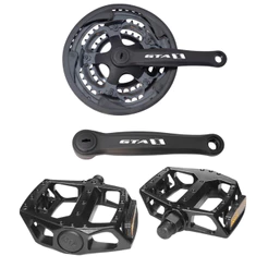 Kit Par Pedal GTA Alumínio Rosca Grossa 9/16 Esfera GTA + Pedivela GTA Aço 170mm 28/38/48 Index 7v 8v