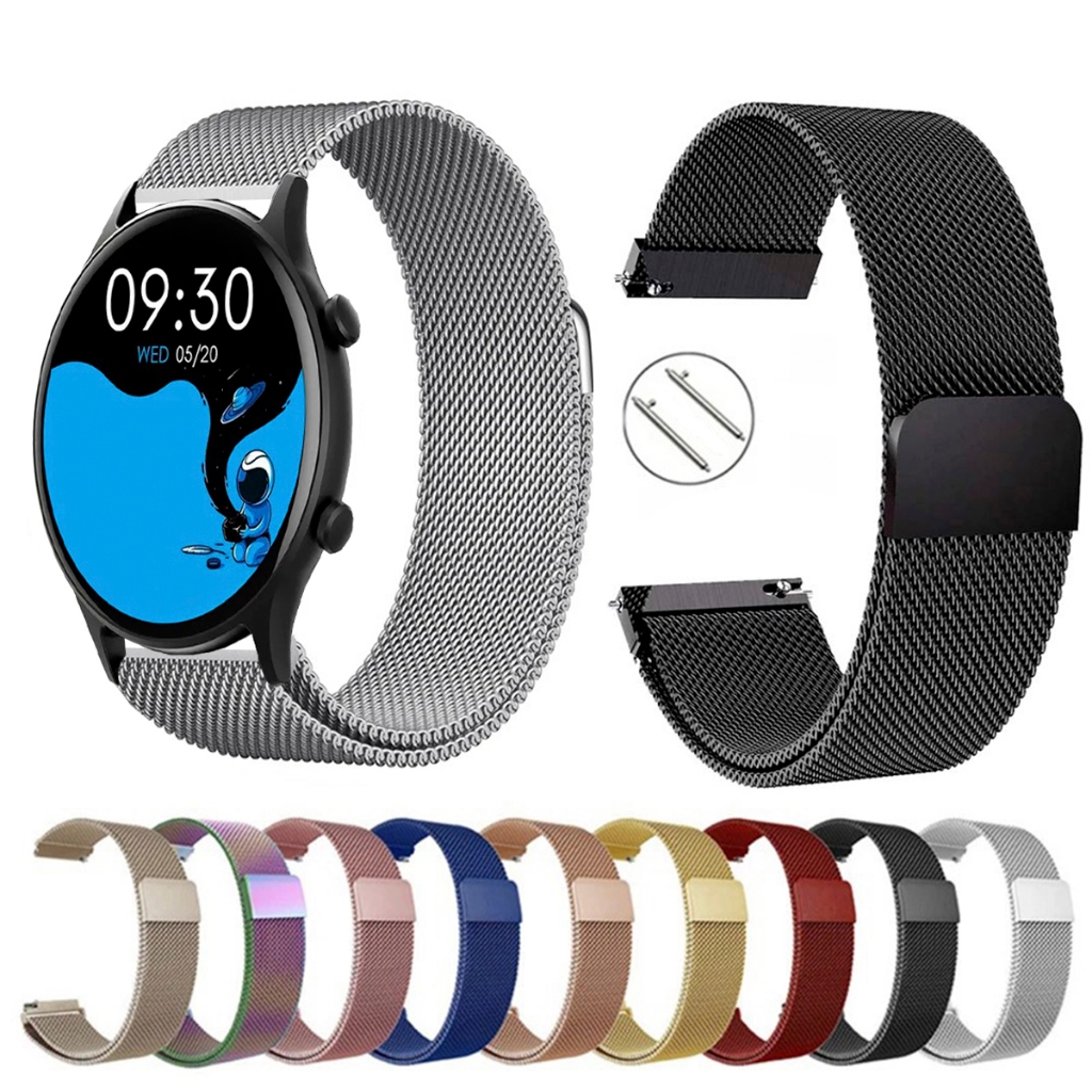 Pulseira de 22mm milanesa aço inox para Smartwatch Haiz My Watch 2 Fit de Engate Rapido
