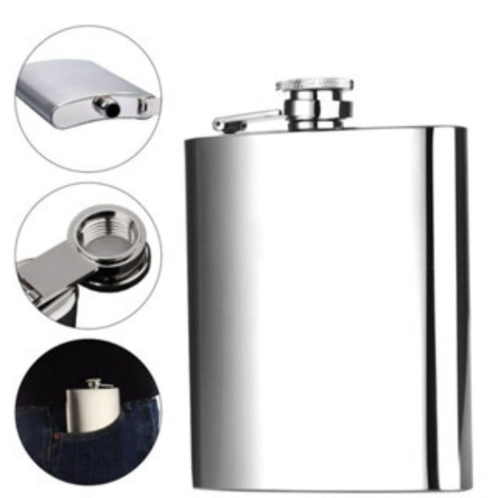 Cantil De Bolso em Aço Inox Porta Bebida para Whisky Vodka e Licor Cantil Portátil Porta Bebida Viagem Aço Inox 240 Ml