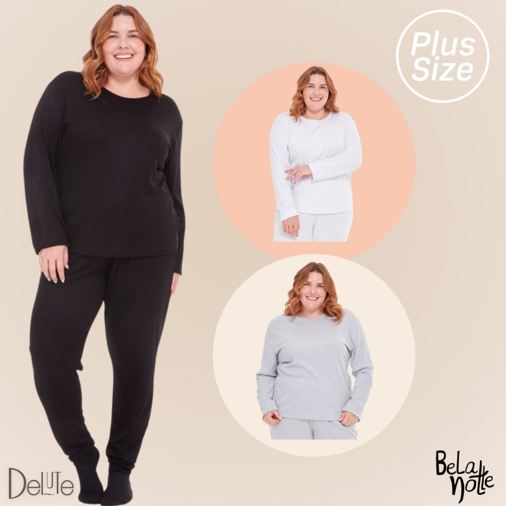 Blusa Feminina Plus Size Manga Longa Tecido Canelado Basica Confortavel Segunda Pele Ribana Adulto em Oferta na Shopee