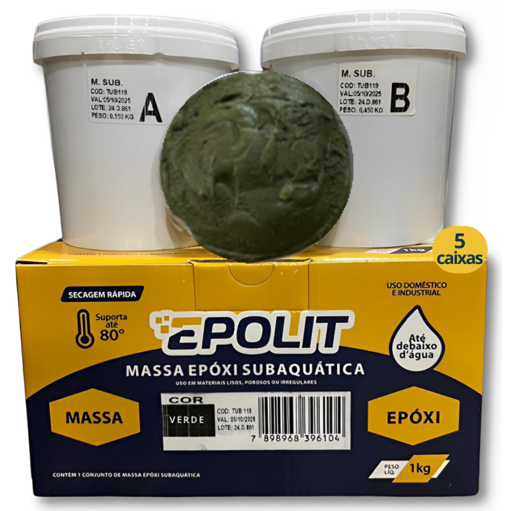 Epolit Massa Epoxi Reparo De Furos e Rachaduras Em Barcos 1kg